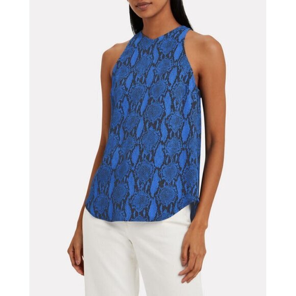 💕ALC💕 Anise Snakeskin Print Crepe Tank Top Blue 2 NWT - Picture 7 of 16